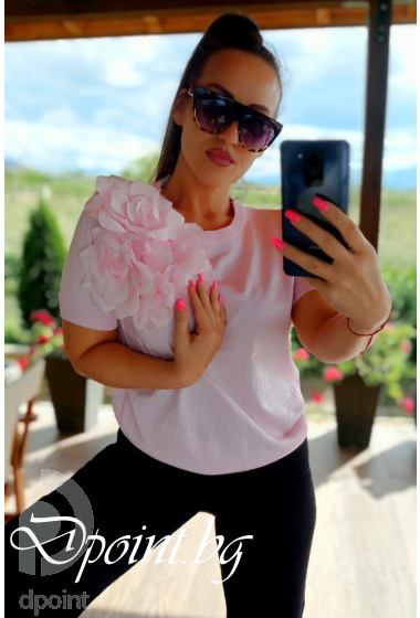 Блуза от фино плетиво с големи релефни цветя Stephanie