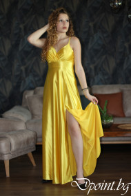Елегантна дълга рокля с цепка от сатен - Makayla