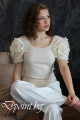 Дамска лятна блуза с ефектни цветя на ръкавите - Мелиса