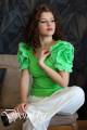 Дамска лятна блуза с ефектни цветя на ръкавите - Мелиса